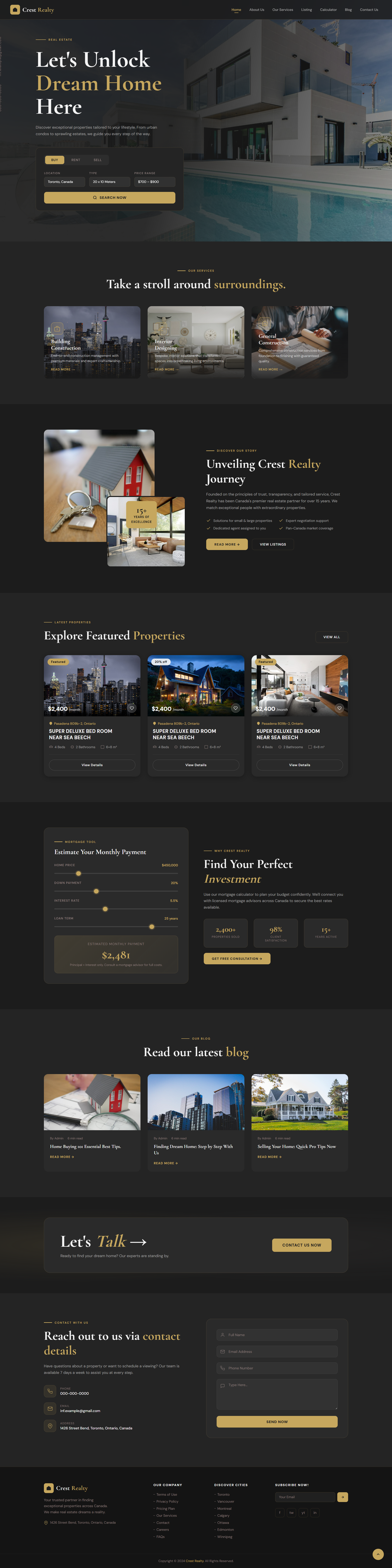 Crest Realty tablet view