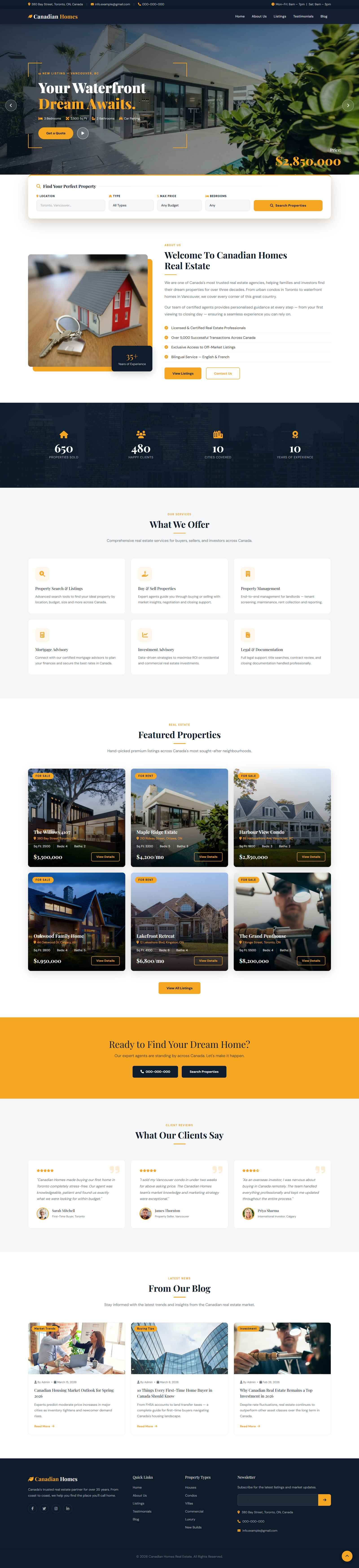 Canadian Homes tablet view
