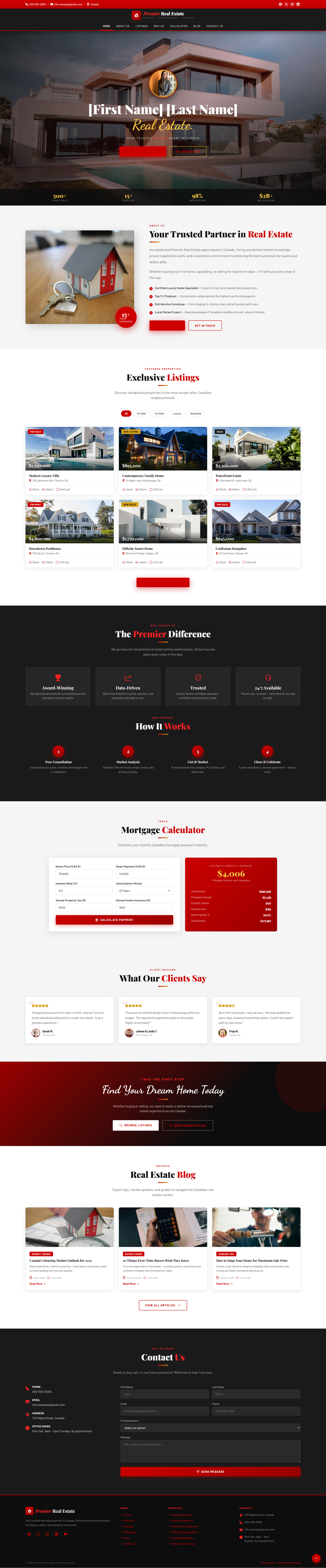 Premier Real Estate tablet view