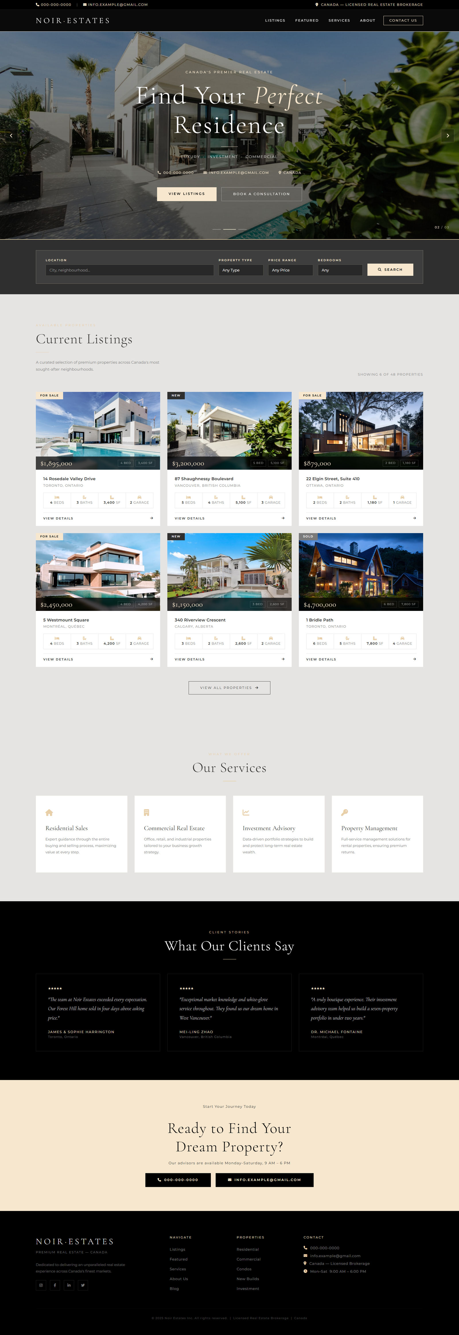 Noir Estate tablet view