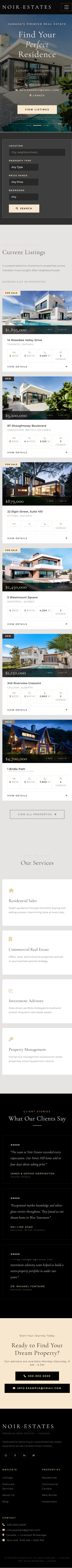 Noir Estate mobile view