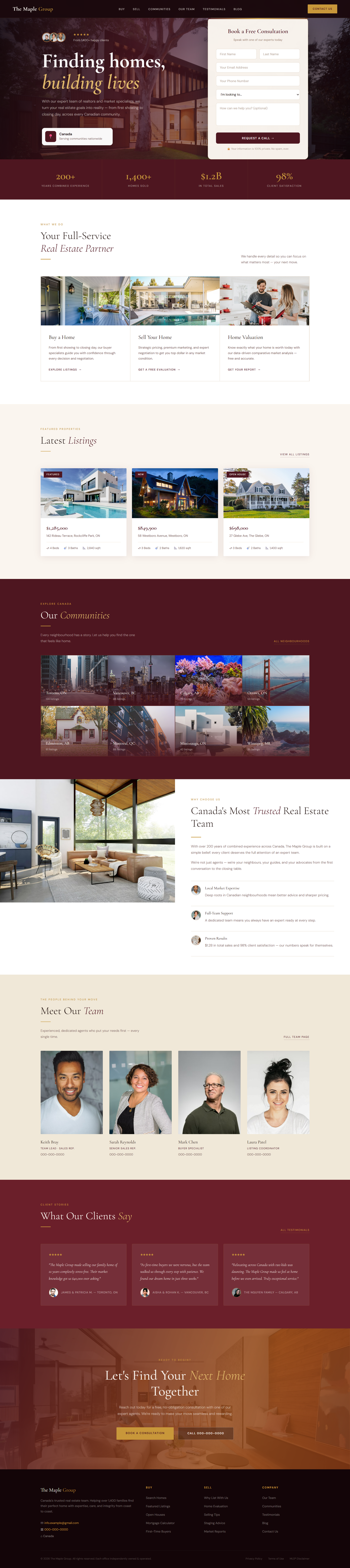 The Maple Group tablet view