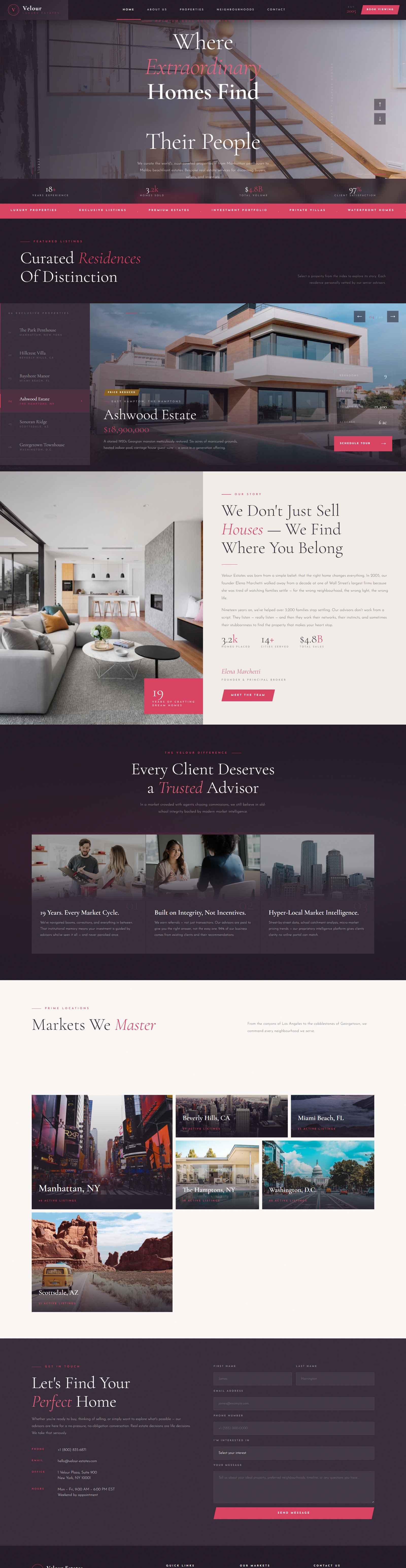 Velour Estates tablet view