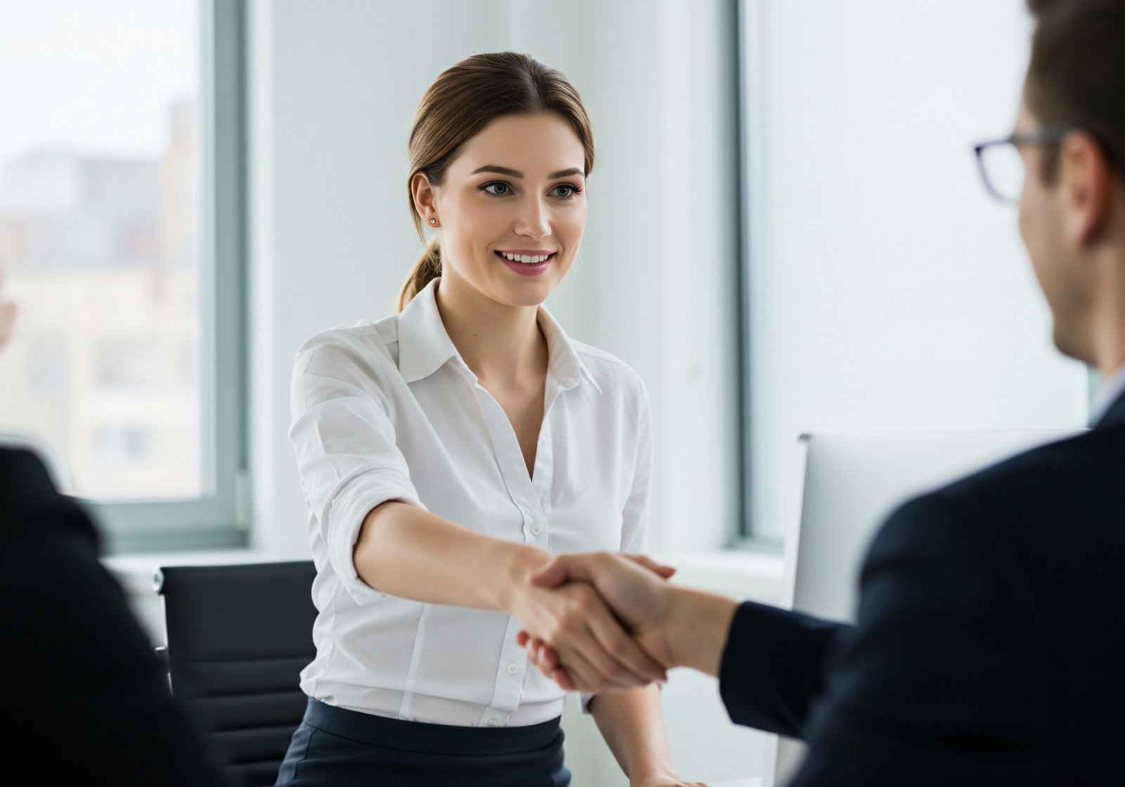 Real estate agents networking and exchanging client referrals