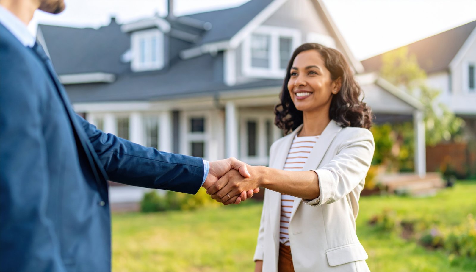 Real estate agent receiving a referral from a satisfied client