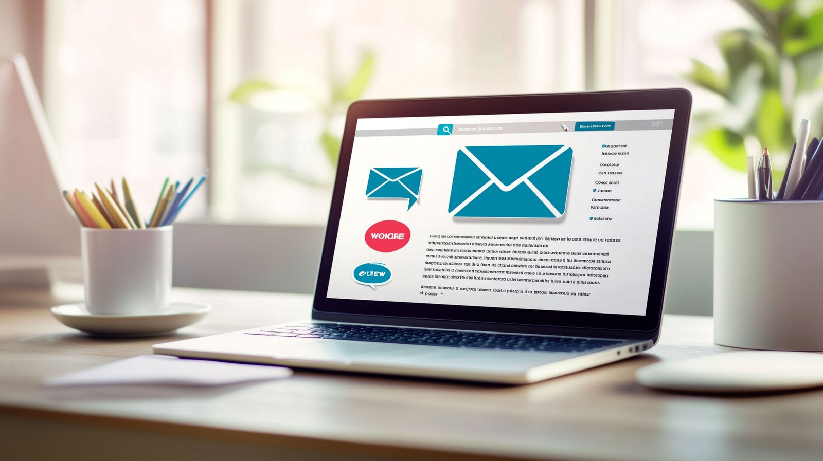 Real estate agent writing email marketing templates on laptop